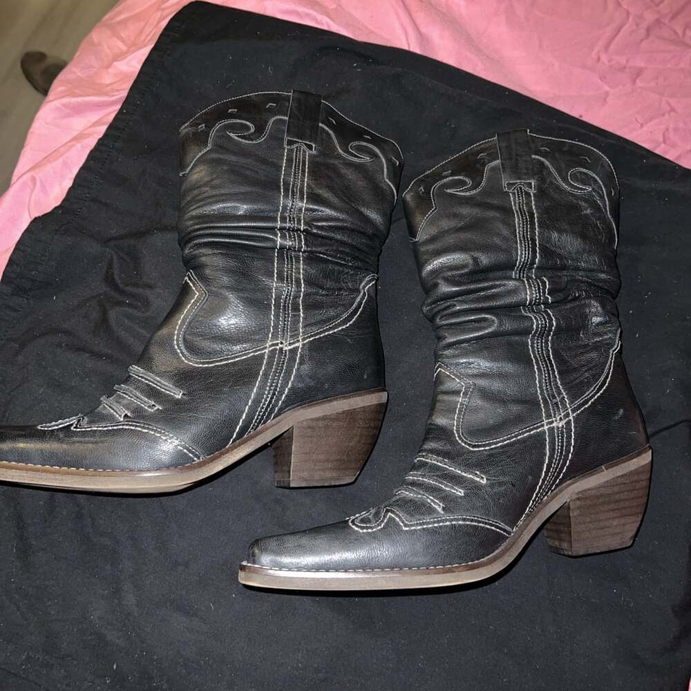 Ariat Black Cowgirl Boots Made In Spain Black Leather Size 39 8.5 Women’s